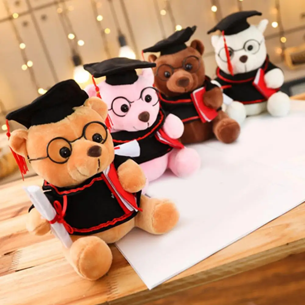 18cm Doctor Teddy Bear Plush Toy Graduation Memorial Gift Graduation Bear Pillow Decoration Trend Plush Toy Knowledgeable Bear