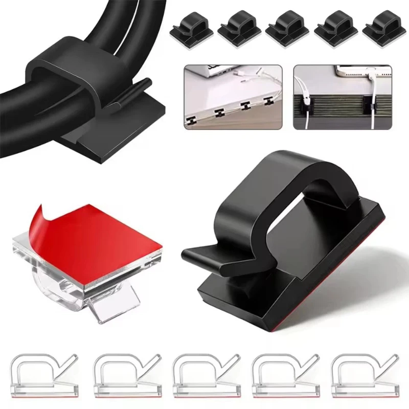 10/20/40/80Pcs Cable Organizer Clips For USB Charging Data Lines Bobbin Winder Wall Mounted Wire Holder Self-Adhesive Wire Clip