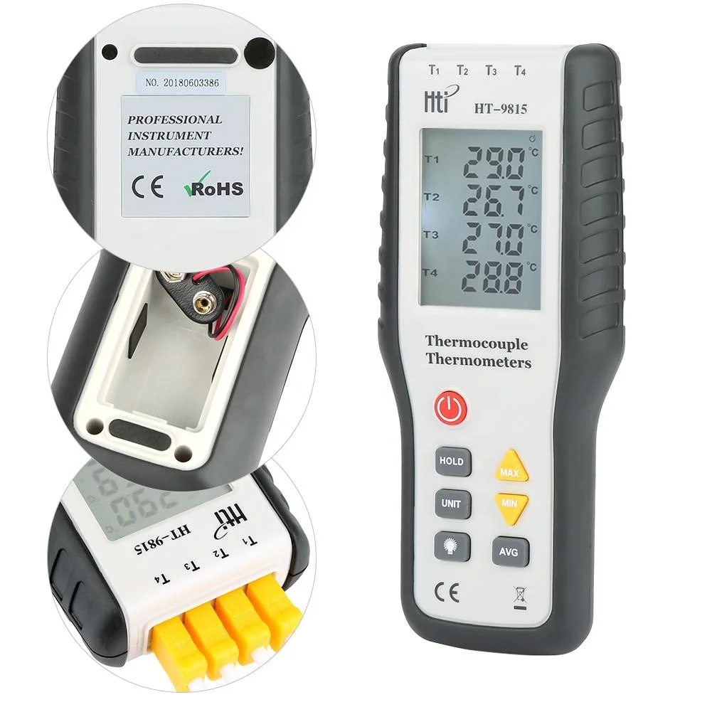 HTI HT-9815 Contact Thermometer Digital Thermocouple Temperature Tester Thermometer LCD Screen Display C/ F Measuring Tools