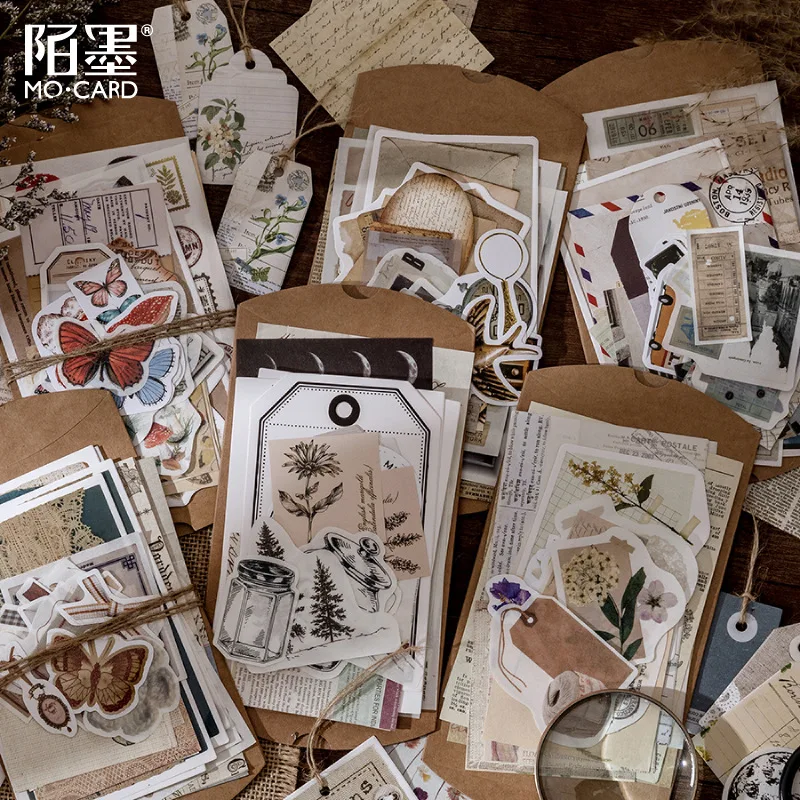 

30pcs/ Memo Pads Material Paper Textile Retro collection room Junk Journal Scrapbooking Cards Retro Background Decoration Paper