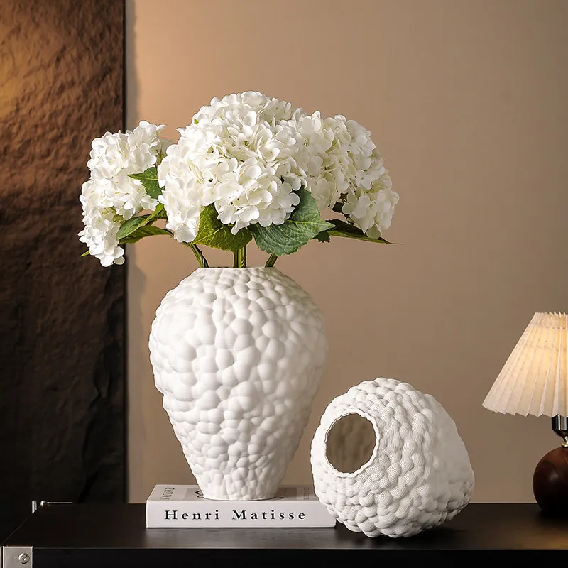 

Белая керамическая ваза с объемными пузырьками, нестандартная ваза для цветов, ваза для цветочных композиций, горшок для растений, декор для дома