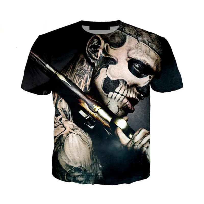 Gun Pattern 3d Print Men's T-shirt Street Army Fan Tough Guy Clothing Beretta Gun Fashion Casual Short Sleeve Punk Top Quality