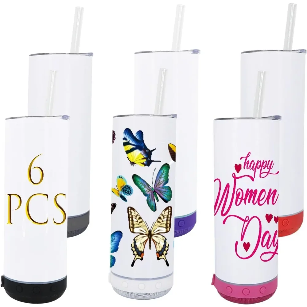 

Стакан из нержавеющей стали с поддержкой Bluetooth, 20 унций, двойными стенками, соломинкой и крышкой, сублимационный дизайн с вакуумной изоляцией, заготовка для