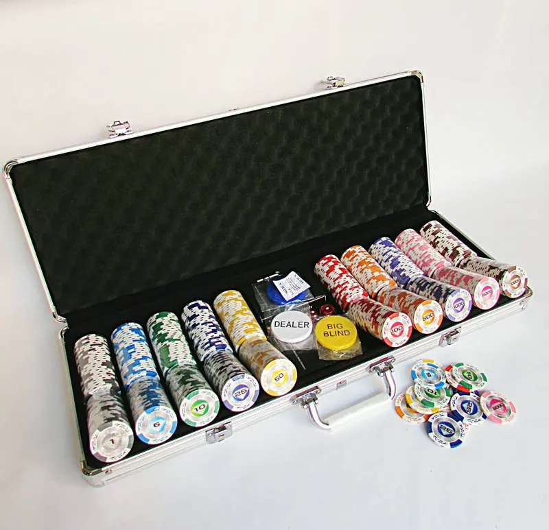 500 pieces of 14g wheat ear Texas poker chip set, clay baccarat chips, entertainment activity professional code coins