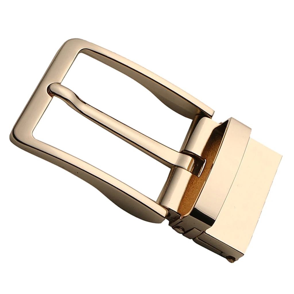 Reversible Belt Buckle for Men Single Prong Square Belt Buckle Replacement , Gold, 8x4cm