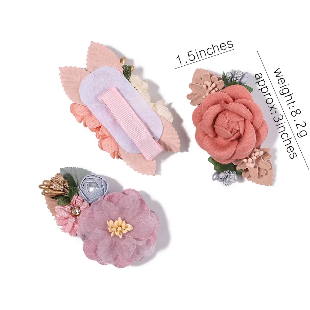 5Pcs/Set Pink Flower Petals Hair Clips Sweet Girls Pearl Chiffon Hair Decorate Headwear Hairpins Kids Hair Accessories Wholesale