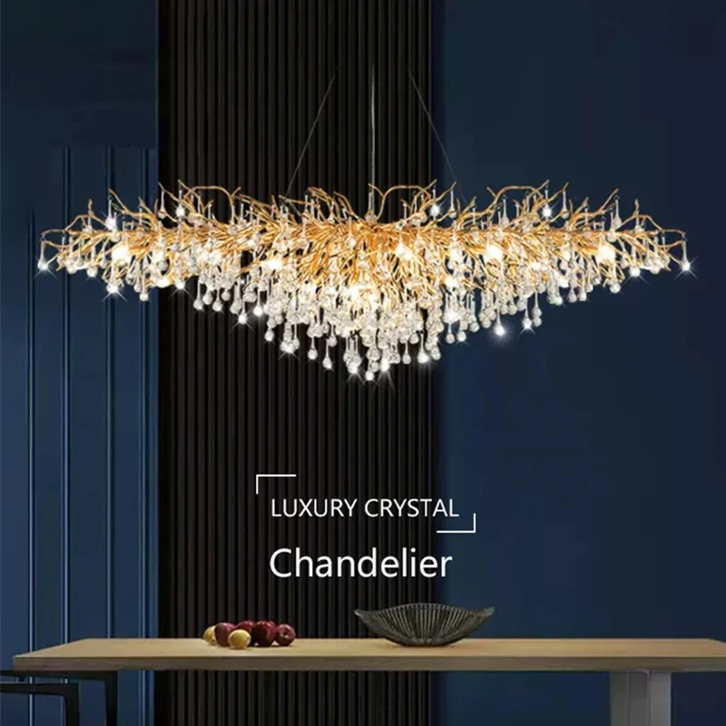 Creative Raindrops Crystal Ceiling Chandelier Modern Luxury Living Room LED Ceiling Light Lustre Home Dining Room Pendant Lamp