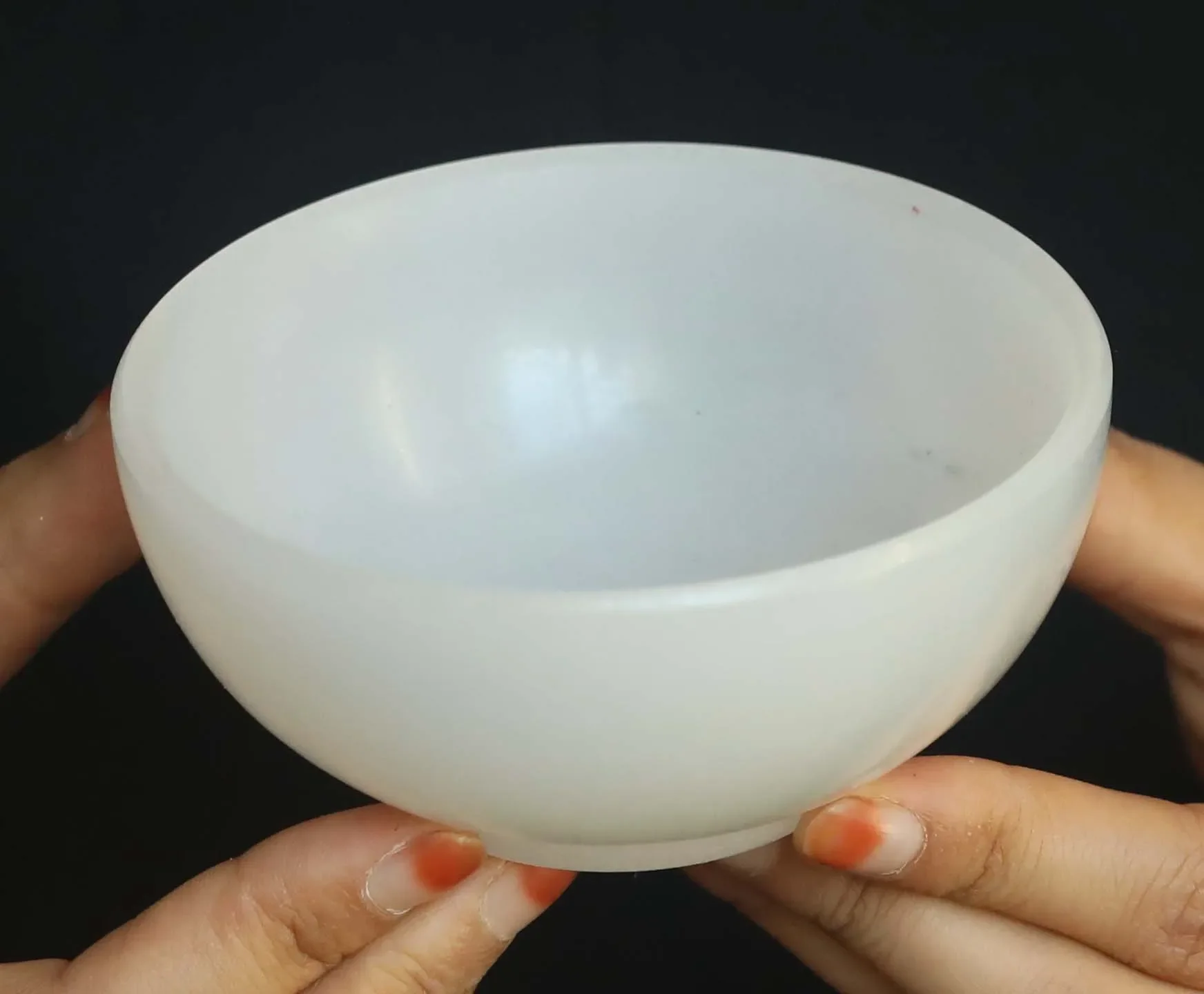 

Big Old natural white jade hand-carved bowl 4.0inch