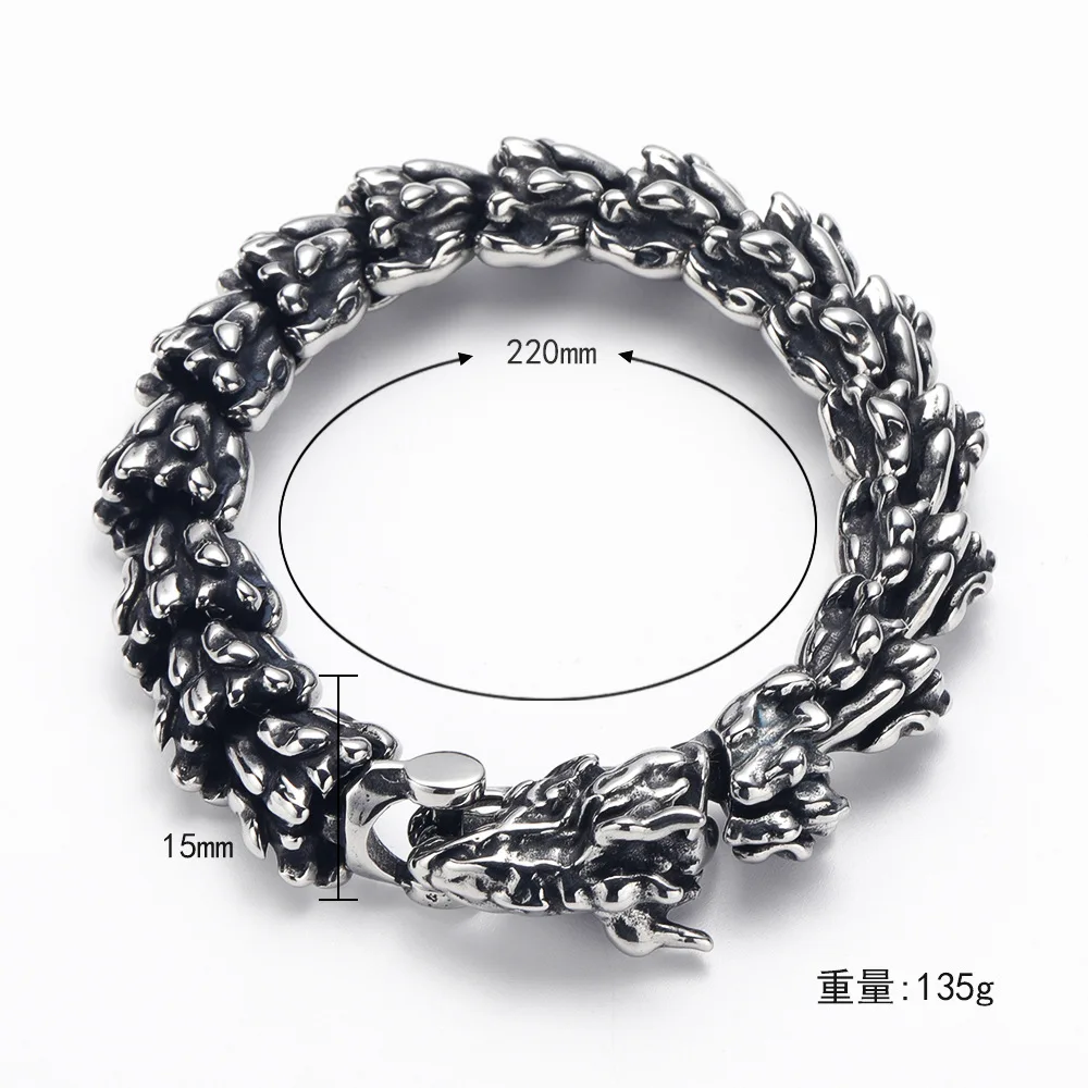 European and American Domineering Punk Retro Dragon Bone Dragon Pattern Dragon Scale Men's Bracelet