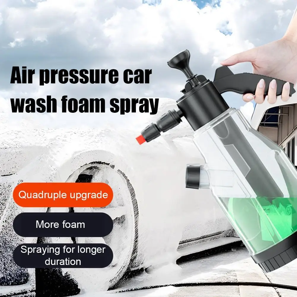 2l Side Opening Upgraded Hand Pump Foam Sprayer Pneumatic Snow Wash Foam Car Foam Cleaning Spray Thicken Car Bottle