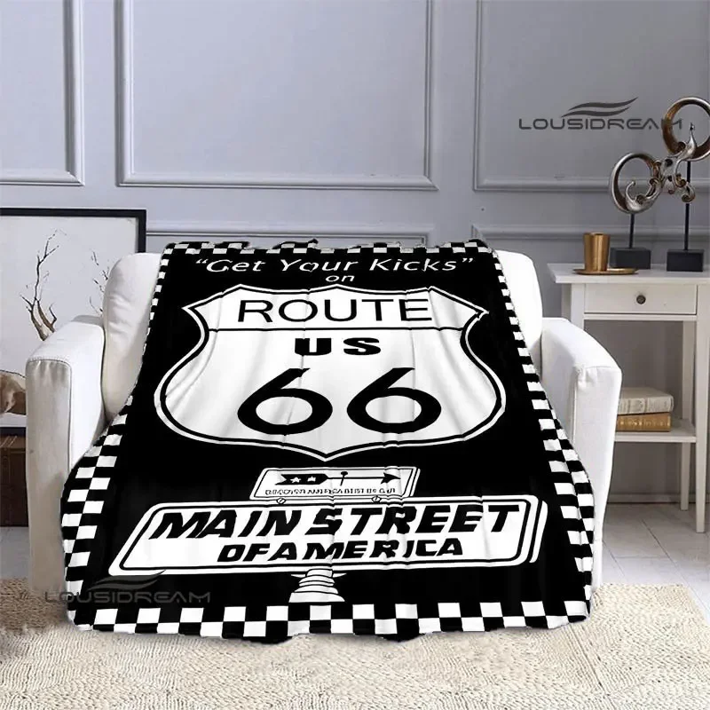 American Route 66 Retro printed blanket thin Soft and comfortable Home travel blanket bed linings birthday gift