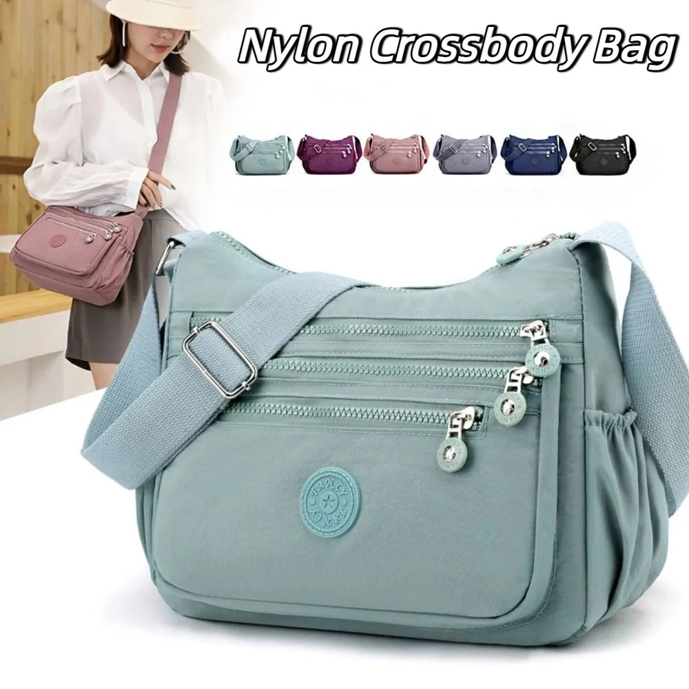 

Wide Strap Nylon Square Bag Multi-layer Large Capacity Messenger Bags Japanese Style Solid Color Middle-aged Crossbody Bag Work
