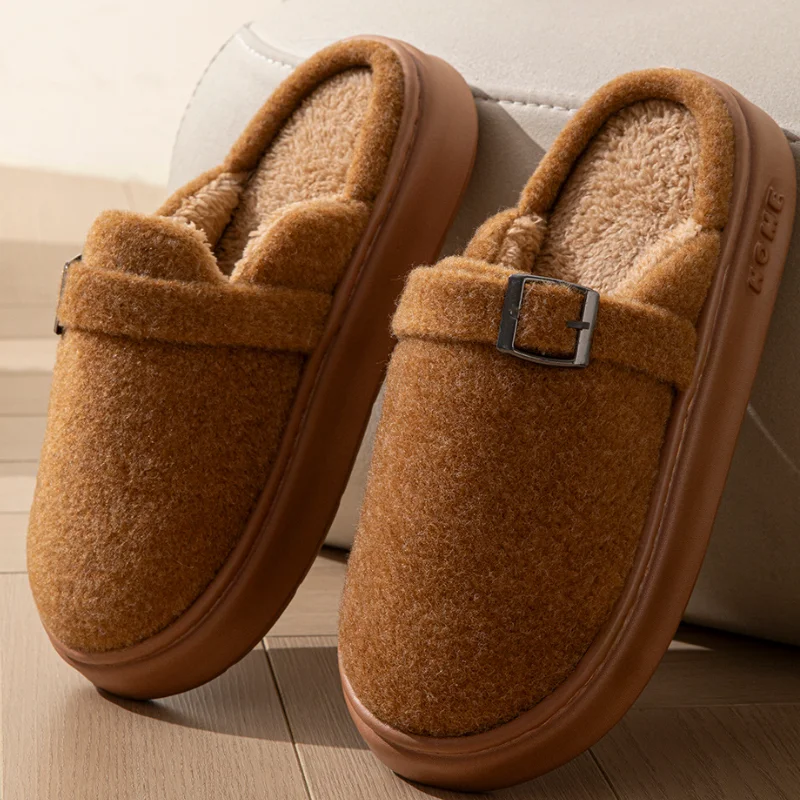 

Winter Slippers Women Indoor Warmth Outdoor Anti Slip Thick Sole Comfortable Couples Bedroom Exquisite Breathable Home Shoes