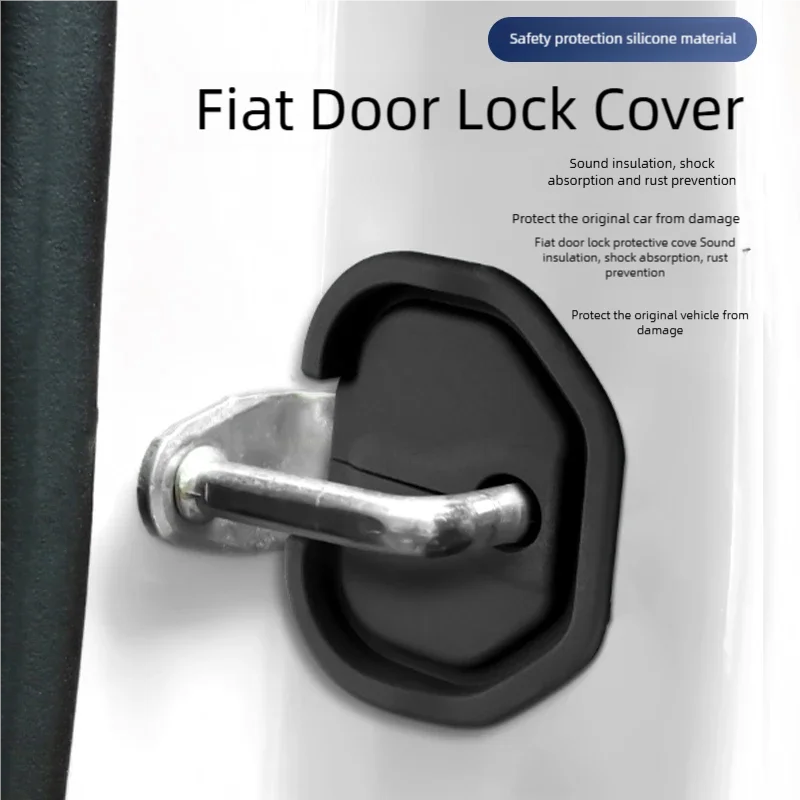 

Suitable for Fiat 500 Silicone Door Lock Cover, Car Door Sound Insulation and Noise Reduction Protection Pad, Silicone Door Lock Cover Modification Accessories