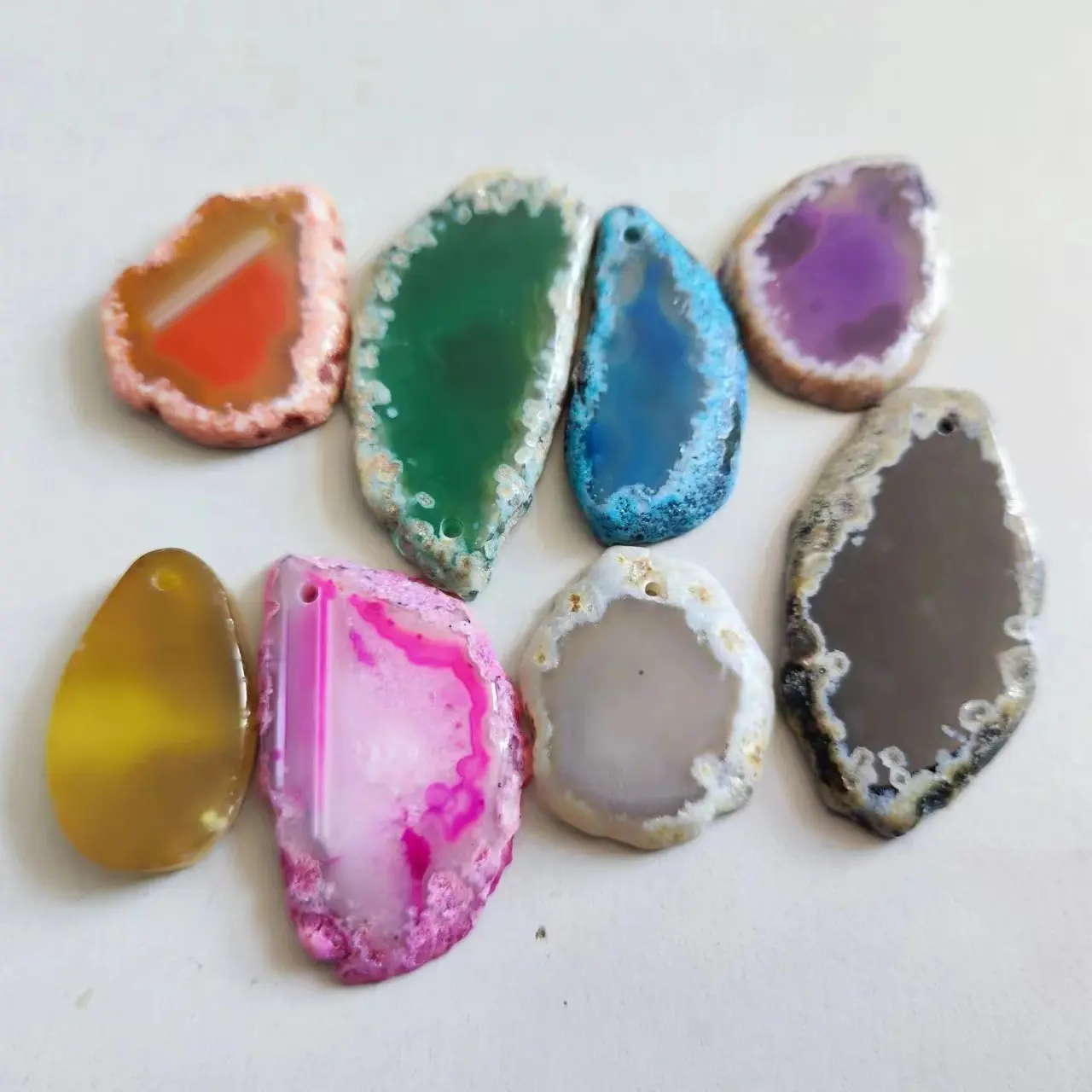 Natural Agate Slice With hole Geode Irregular Jewelry Crystal Stone for DIY Pendant Mineral Home Decoration Healing Reiki Stone