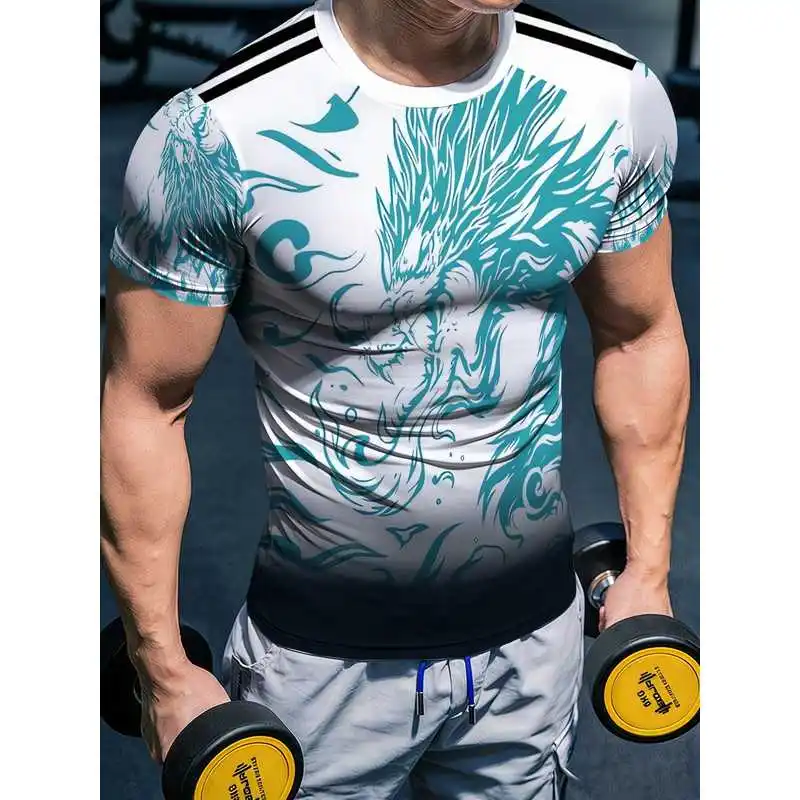 Men's sports and fitness short sleevesTHigh-elasticity tight-fitting, quick-drying breathable fabric slimming sports casual top