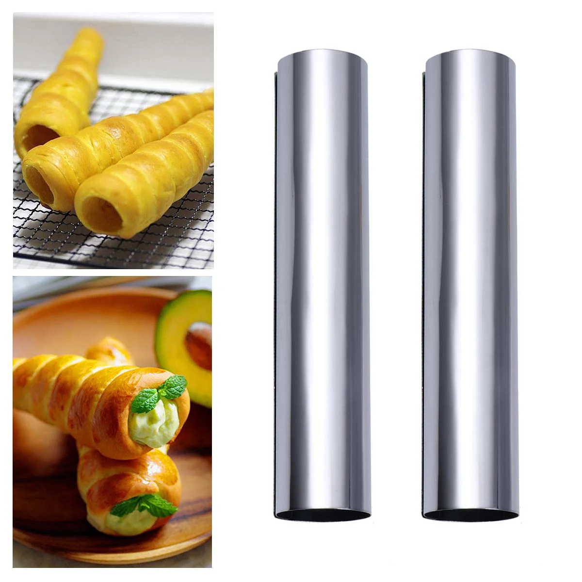 6pcs Stainless Steel Cannoli Maker Cylindrical Bakeware Forms Pastry Baking Tubes Baking Tubes