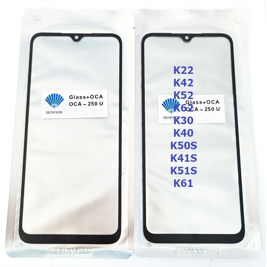 1Pcs Front Touch Screen Outer Lens Glass+ OCA Glue For LG K30 K40 K41S K51S K50S K51 K61 K22 K42 K52 K62 X4 Plus