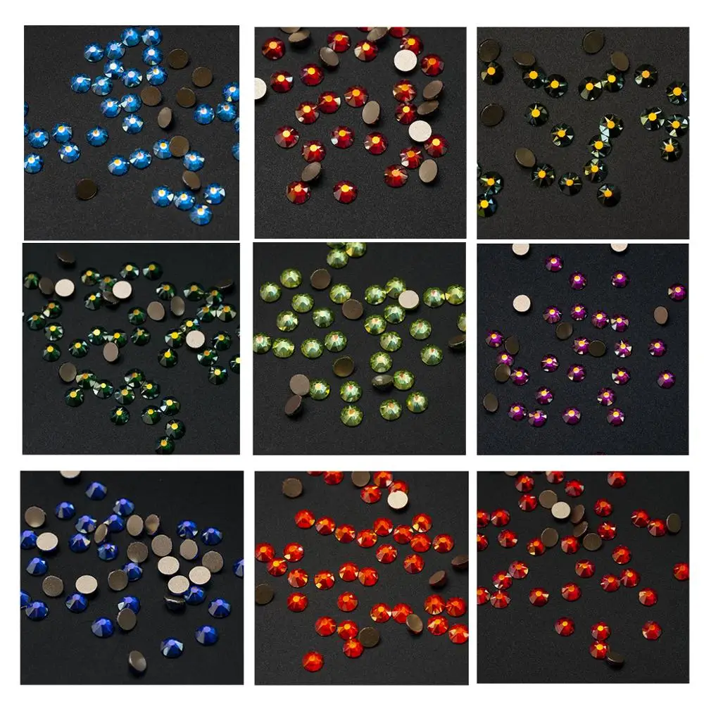 YANRUO 2088NoHF 8 Big 8 Small Plating Light Sapphire AB Non Hotfix Crystal Stones And Crystal Nails Art Rhinestones DIY Gems