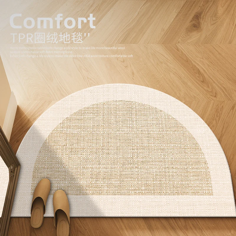 VIKAMA Japanese Wabi-Sabi Style Semi-Circular Floor Mat Non-Slip Entrance Door Mat Indoor and Outdoor Entry Carpet Home Decor