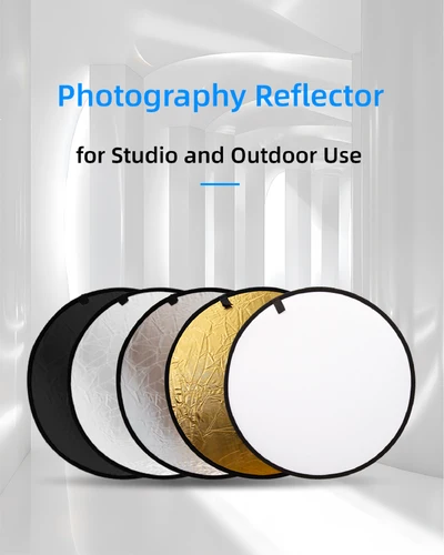 Imagen 1 del producto RF01 5 en 1 Reflector de fotografía redondo plegable estudio fotográfico difusor de luz exterior multidisco con bolsa de transporte 30/60/80/110cm