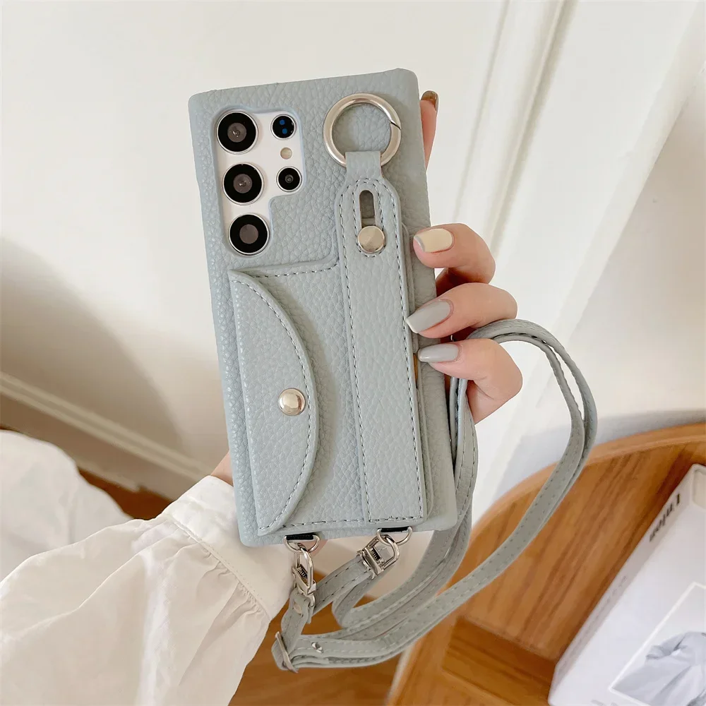 Handgelenkriemen-Crossbody-Hülle für Samsung Galaxy S24 FE S23 S22 S21 Plus S25 S26 Ultra A56 A36 A26 A16 A55 A54 mit Kartenhalter und Geldbörse – Detail 13