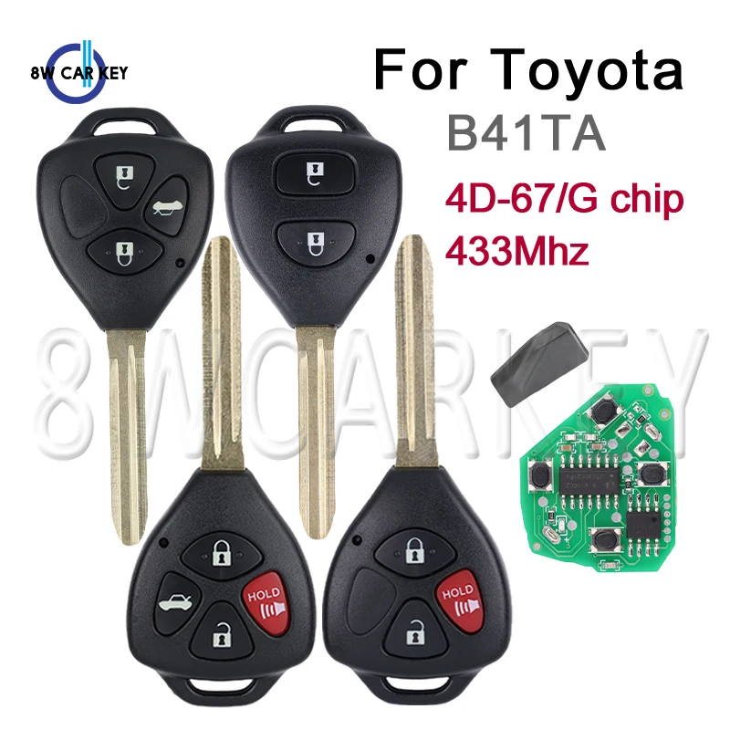 Smart Remote Car Key 433Mhz For Toyota Forruner Hilux Innova Corolla Innova Yaris B41TA 4D 67G Chip 89070-52E61 2/3/4Button