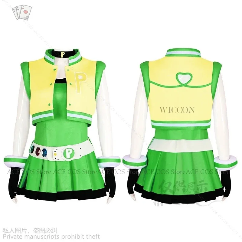 

NewAnime Power Cos Puff Girls Cosplay Hyper Blossom Rolling Bubbles Costume Vest Coat Dress Outfit Hairban1;s'6,y;9'b,5;