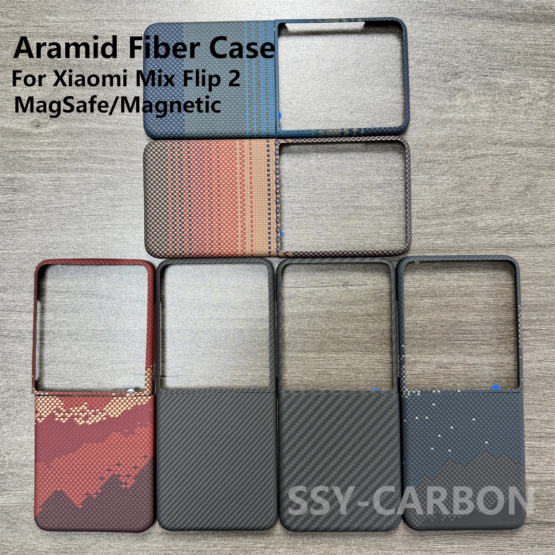 

Чехол из настоящего углеродного волокна для Xiaomi Mix Flip 2, магнитный арамидный защитный чехол MagSafe для телефона, ультратонкий прочный минималистичный доспех