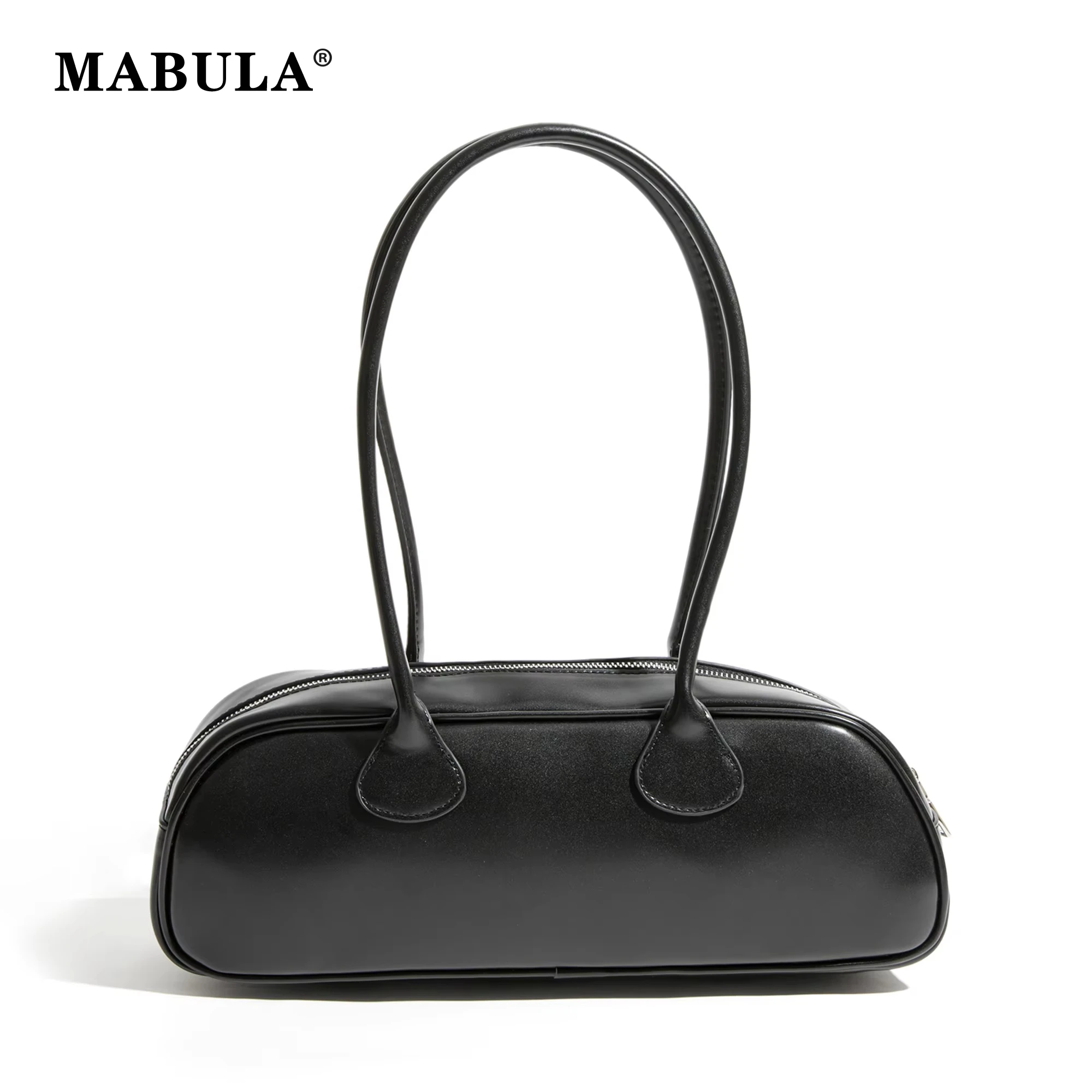 

MABULA Fashion PU Leather Underarm Shoulder Bag Korean Style Classic Hobos Handbag Women Simple Phone Purse Ladies Commuter Bag