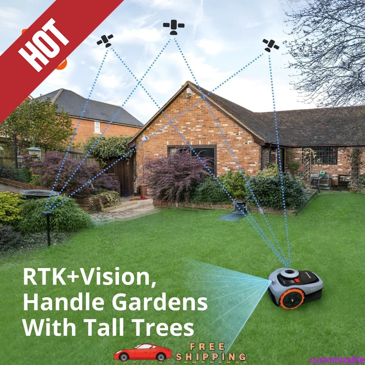 

Настраиваемый робот-газонокосилка Segway i105N, без проводов, роботизированная газонокосилка 1/8 Acre RTK + Vision, Mappin с искусственным интеллектом