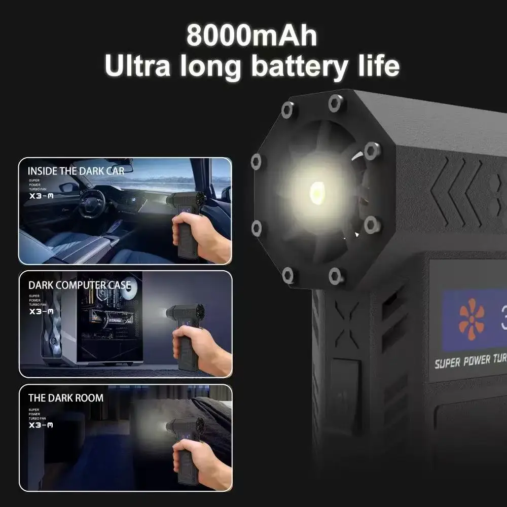 مروحة نفاثة توربو صغيرة منفضة هواء كهربائية مع 3 تروس قابلة للتعديل 130000 دورة في الدقيقة سرعة الرياح 52 متر/الثانية أداة منفاخ تنظيف كمبيوتر السيارة