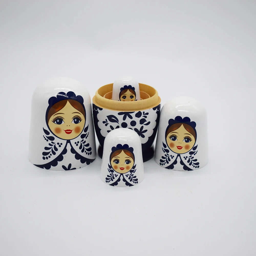 5PCS handgemachte Nesting Doll Holz russische Matroschka Puppe handgemachte Handwerk Home Dekoration Weihnachtsgeschenke