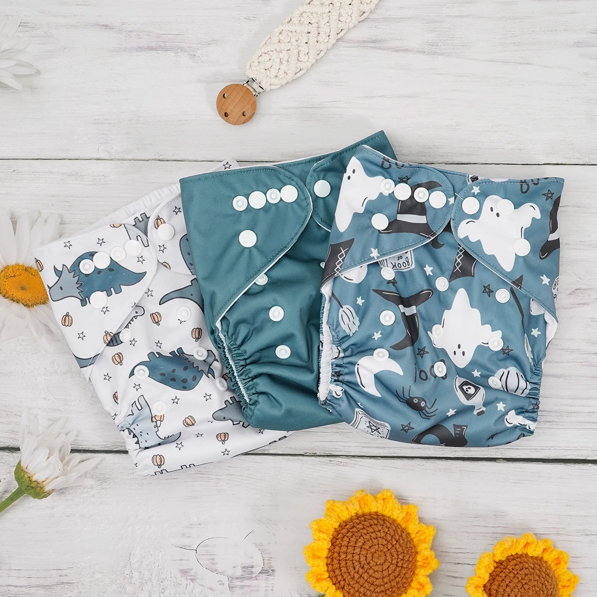 HappyFlute 3 قطعة/المجموعة قابل للغسل وقابلة لإعادة الاستخدام حفاضات الجيب البيئية قابل للتعديل مريحة وناعمة حفاضات الطفل القماش تناسب 3-15 كجم