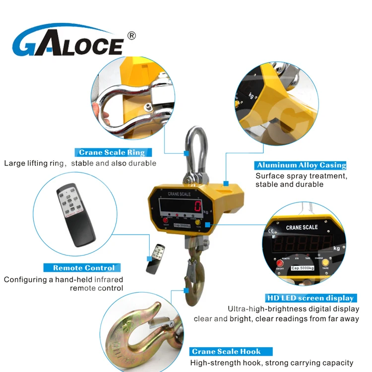 Bezprzewodowa cyfrowa waga dźwigowa GSP910 OCS 1000 kg 5000 kg