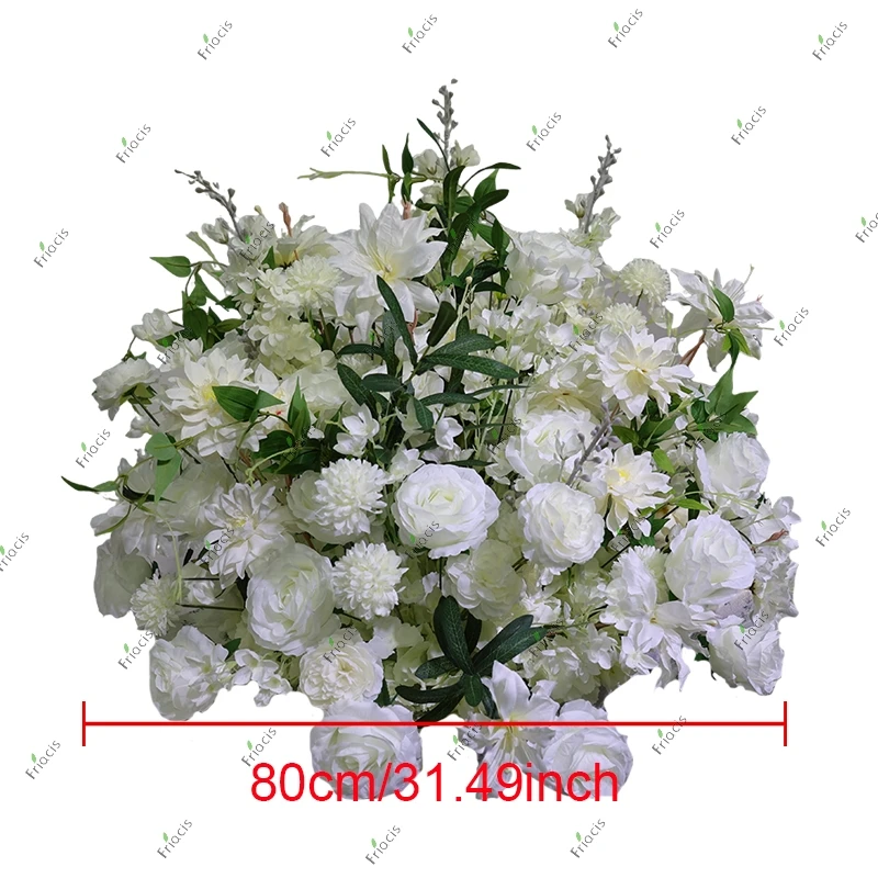 فاخر الأبيض روز الكوبية الورقة الخضراء قوس الزفاف الأزهار صف ترتيب الجدول المركزية كرة زهرية الحدث الطرف المورد #6