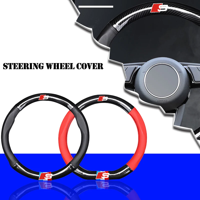 

Steering Wheel Cover Breathable Leather Anti Slip PU Leather Steering Covers For Audi Sline A1 A3 A4L A5 A6 A7 Q3 Q7 TT R8 B5 B6