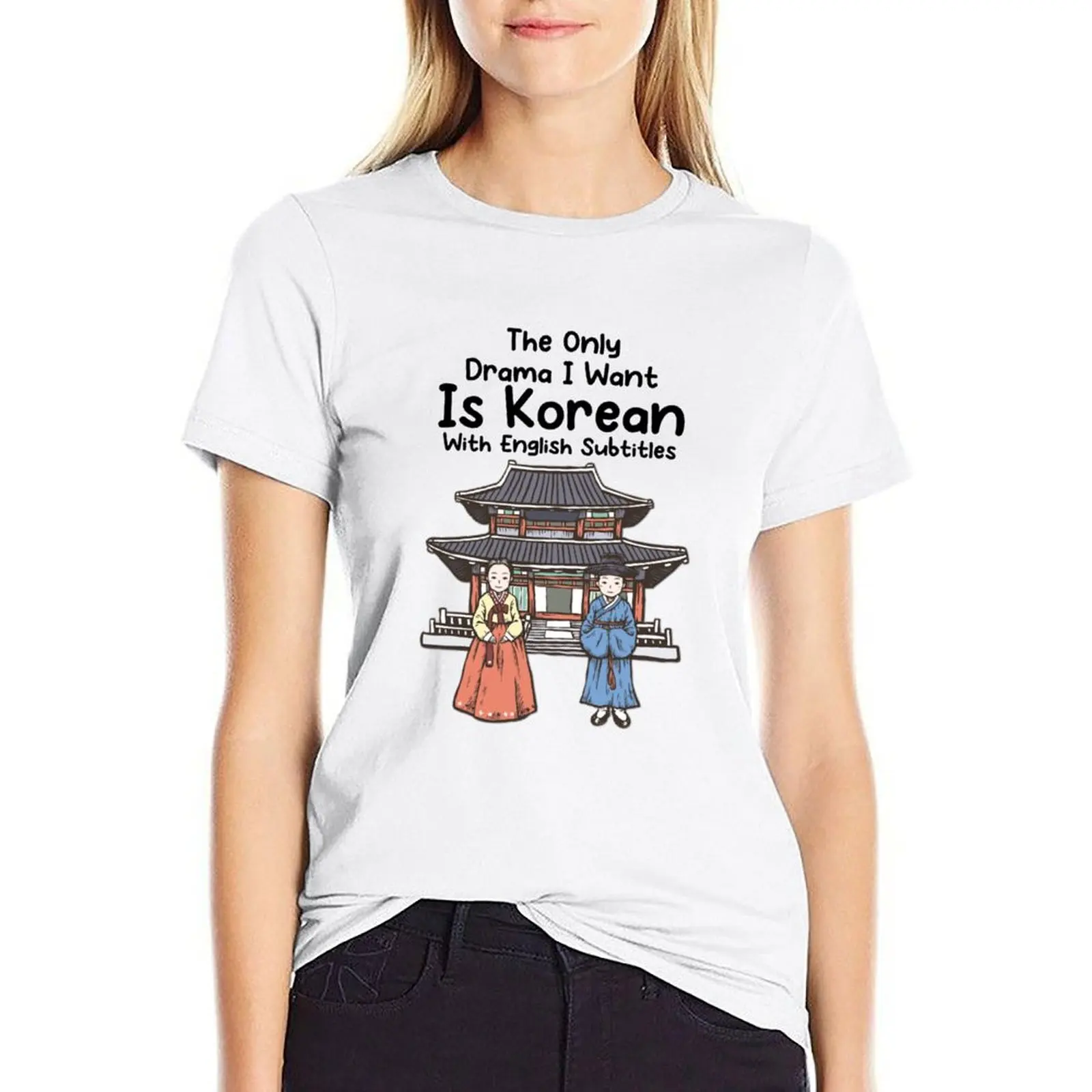 

The Only Drama I Want Is Korean With English Subtitles , Kdrama T-shirt vintage clothes summer tops funny t shirts for Women