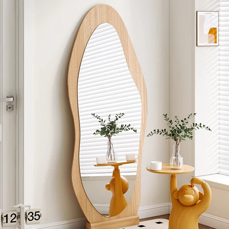 

Design Minimalist Decorative Mirror Full Body Aesthetic Irregular Large Mirrors Interior Wood Specchio Da Parete Home Decoration