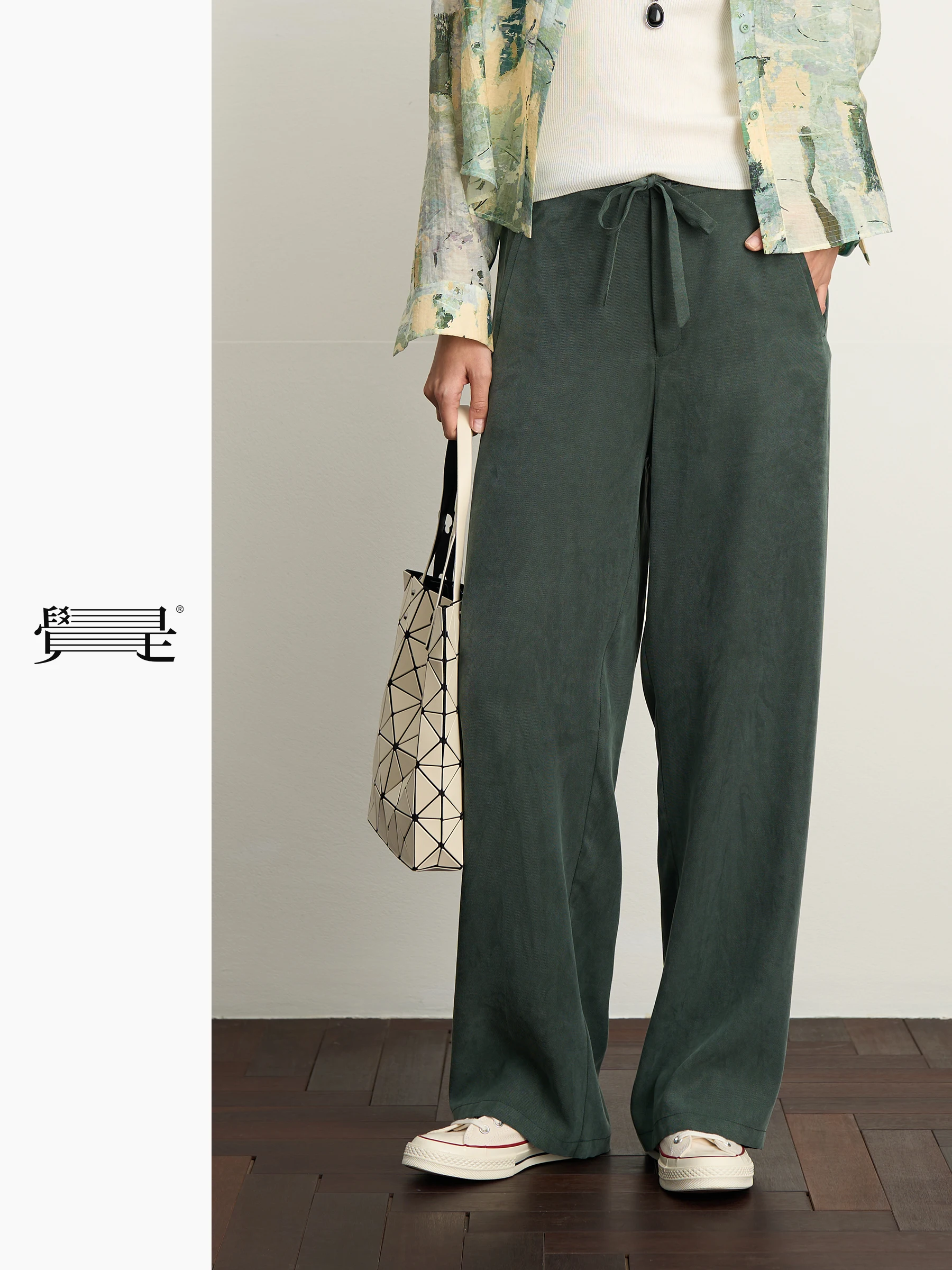 

Original Waed een Straight Leg Pants Dstring Drapey Ladies Casual Trousers Commute Sle with kets Loose Fit