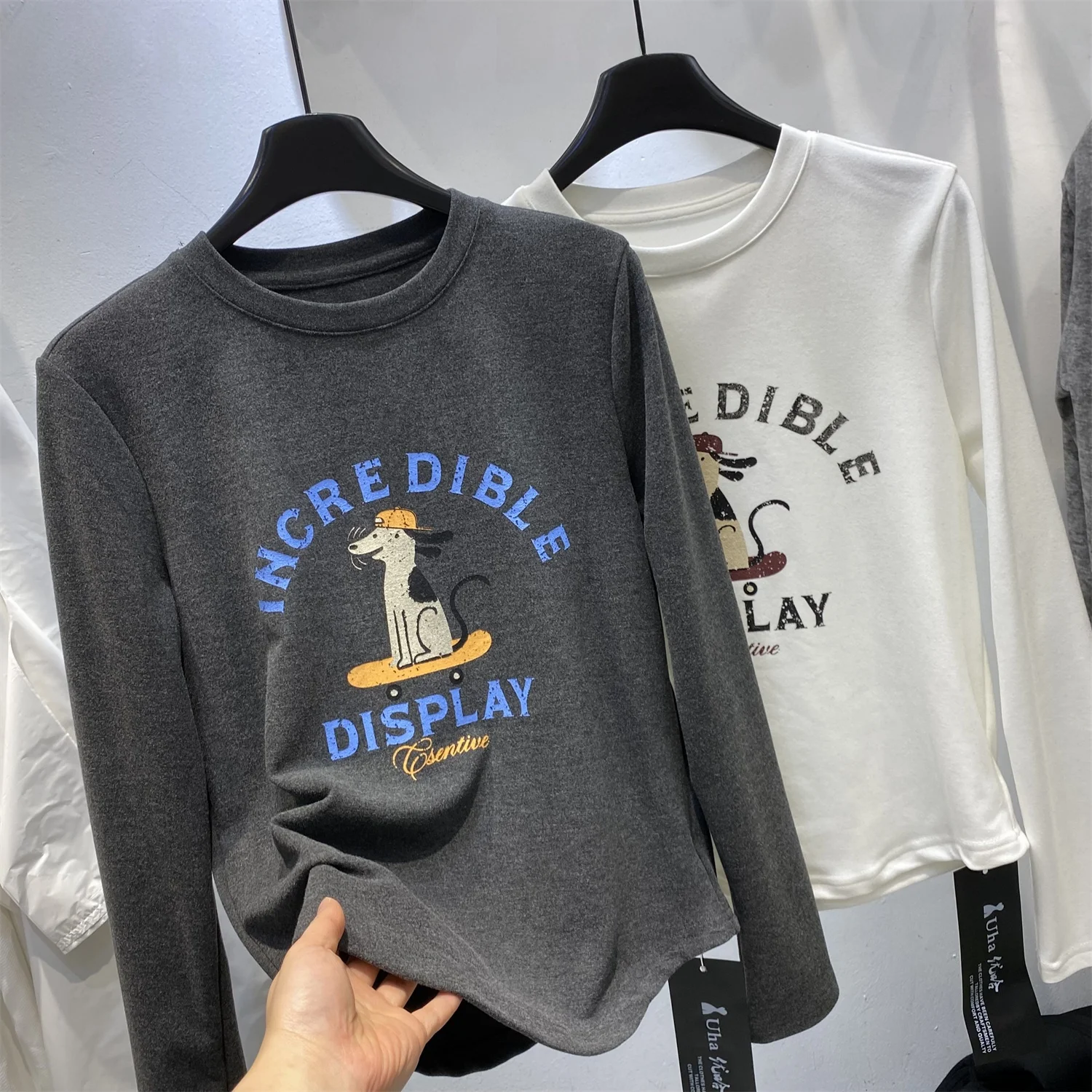 

Осенне-зимняя утепленная длинная футболка-базовый слой для женщин, внутренняя одежда из бархата, брендовый аутлет, модная одежда