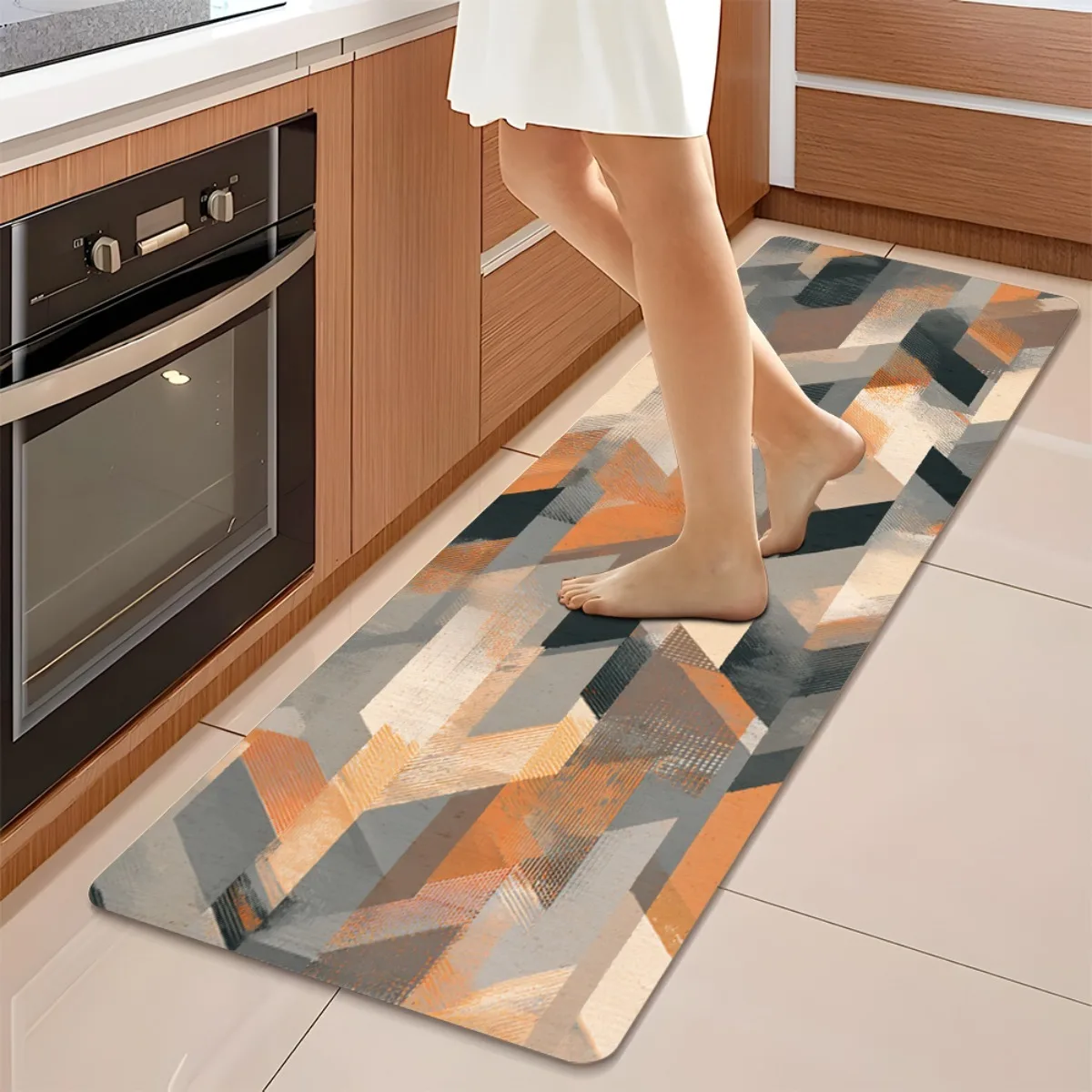 

1PC Doodle Pattern Kitchen Rugs Non-Slip Home Door Mats Pop design Bathroom Rug Bath Mat Carpet for Home Sink Laundry Decor