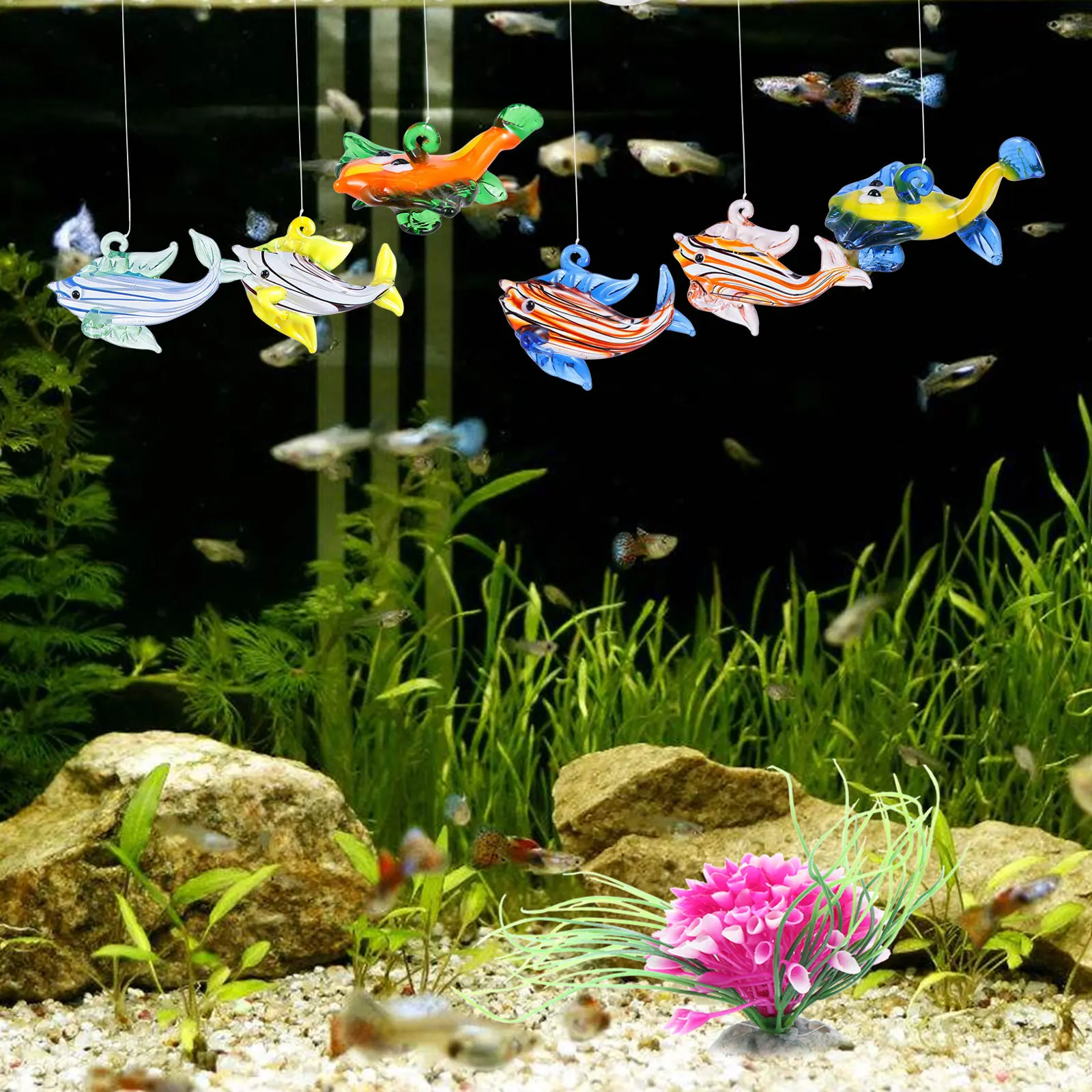 

6Pcs Aquarium Float Ball Decoration Elegant Handmade Blown Glass Floating Ball Drift Moving Aquarium Float Adornment Home Decor