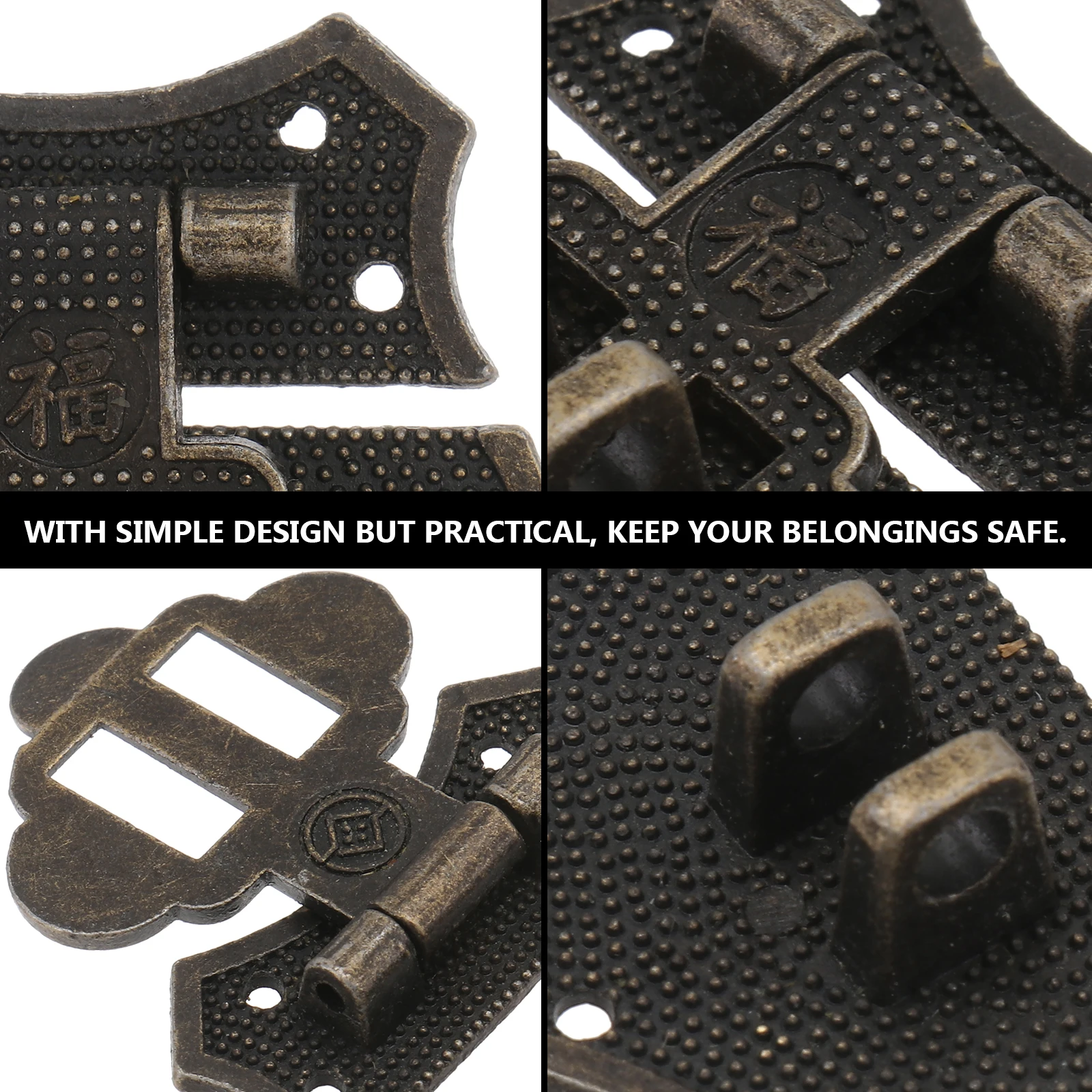 

4pcs Vintage Buckle Wooden Zinc Alloy Panel Lock For Jewelry Case Gift Box Heavy Duty Furniture Accessory Retro Box Lock