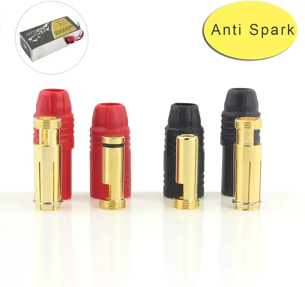 6Pairs Amass AS150 Male Female Anti Spark Connector 7mm Gold Plated Banana Plug Set for Battery ESC and Charge Lead