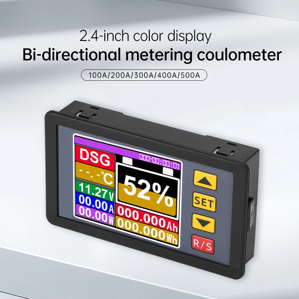 DC7~200V 0~500A Digital Display Voltmeter Ammeter Power Meter Bidirectional Current Metering Coulometer 100A 200A 300A 400A 500A