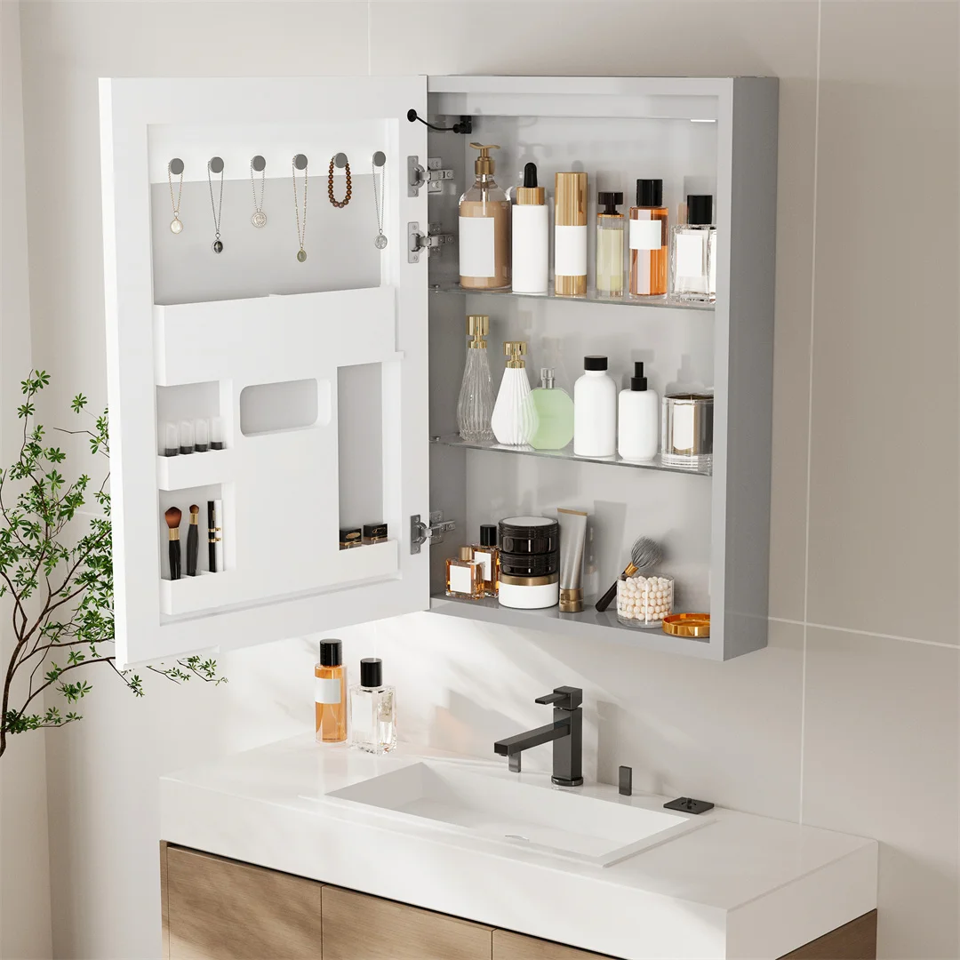 LUVODI 20x28" LED Bathroom Mirror Cabinet with Bluetooth,Lighted Storage Vanity Medicine Cabinet, Dimmable Anti-Fog