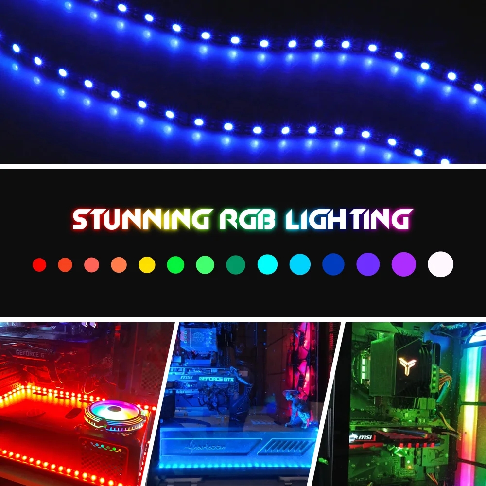 12V 4 Pin RGB Led Strip Light PC Gamer Led Tape Splitter Cable 5050 RGB Strip For Aura Sync MSI Mystic Light Motherboard Control