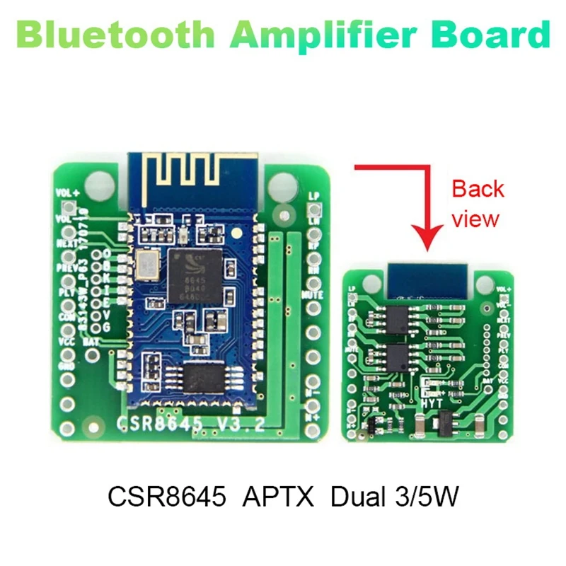 

Bluetooth Amplifier Board Module 5.0 Audio Receiver CSR8645 APTX Dual 5W Speaker Audio Amplifier