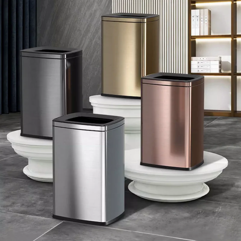 Stainless Steel Garbage Bin Lidless Household Ktv Hotel Waste Bucket Kitchen Living Room Bathroom Dustbin Trash Can Toilet